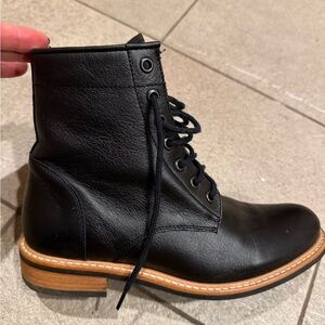 Black Leather lace up Chelsea boots